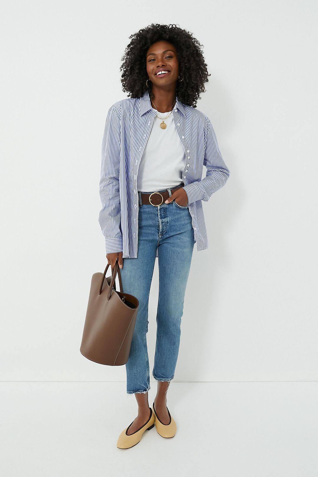 Blue and White Stripe Boyfriend Shirt #7