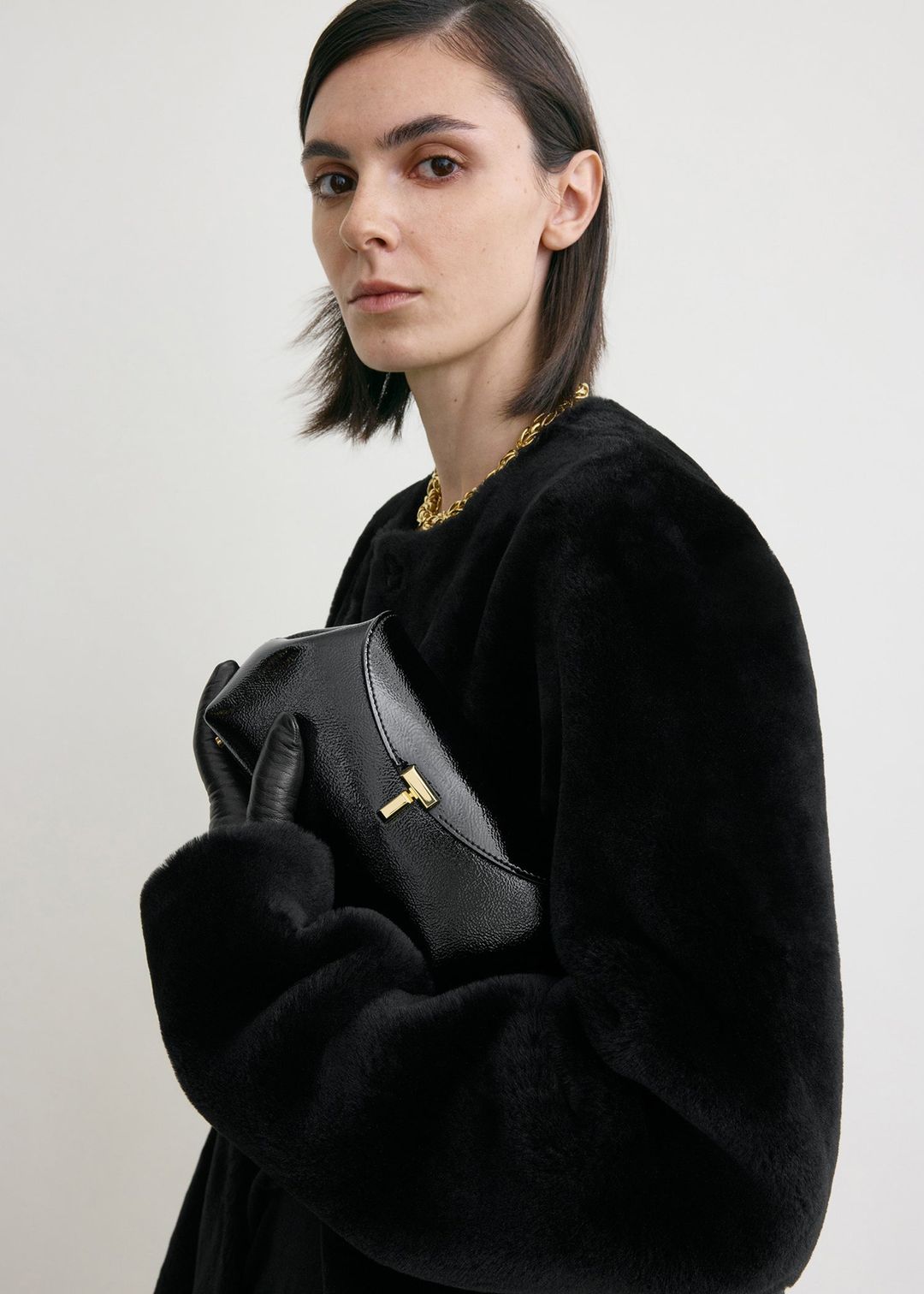 Mini T-lock naplack clutch black #2