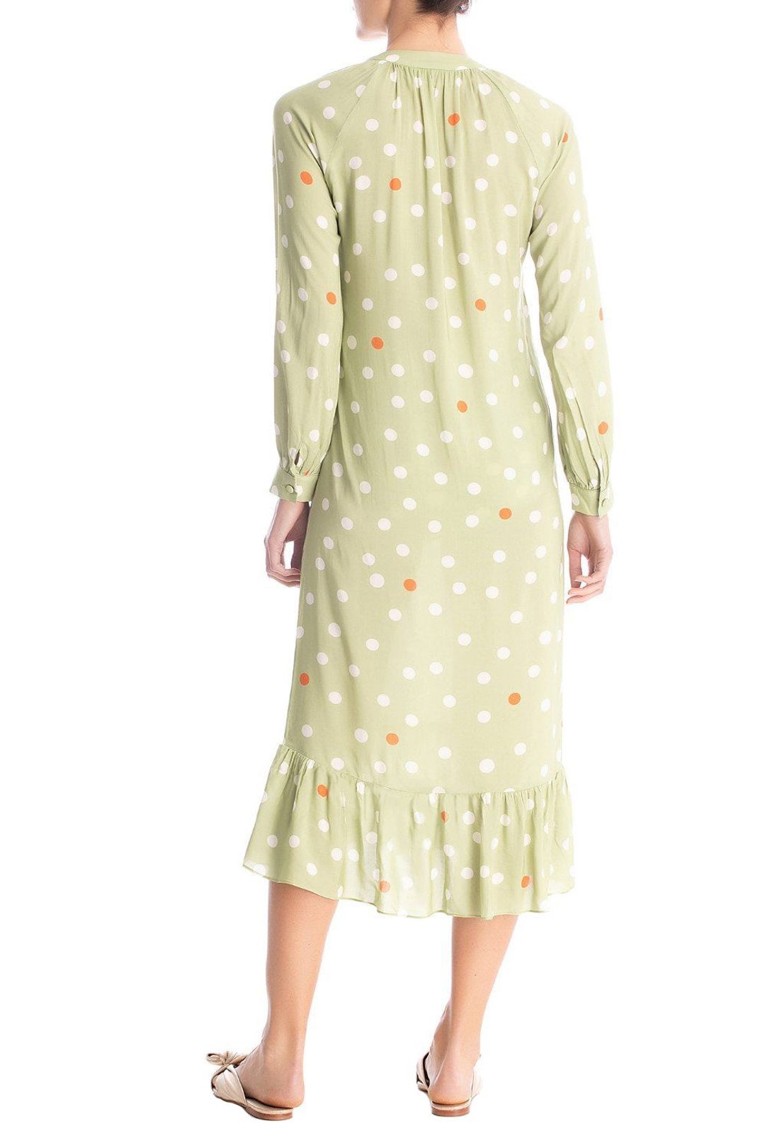 Vintage Pois Long Sleeve Midi Dress