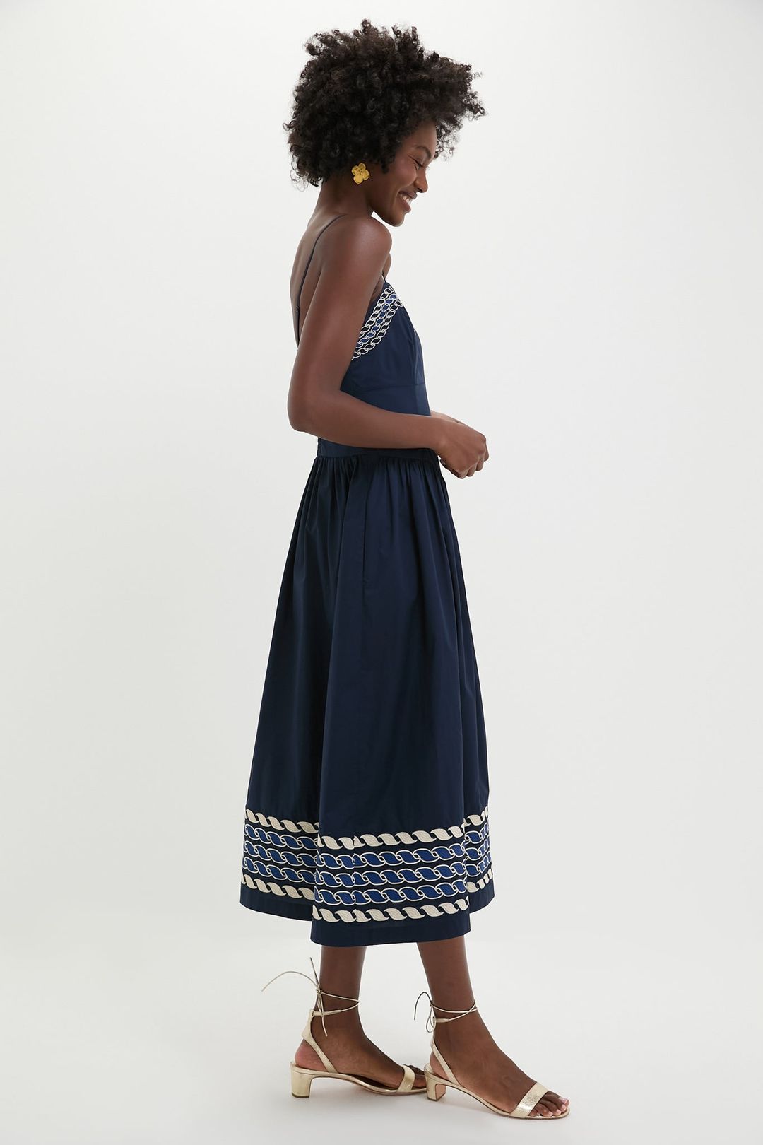 Navy High Tide Embroidered Stripe Gabriella Dress #3