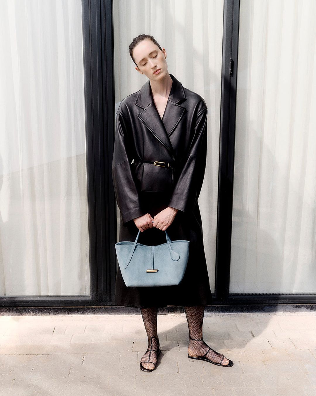 Petite Penne Tote Suede Cadet Blue