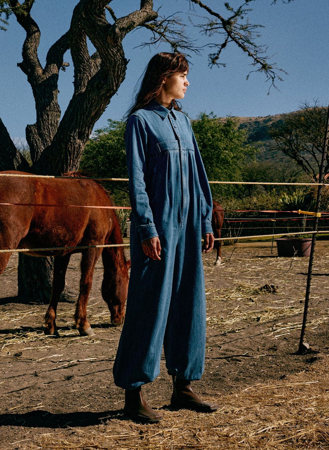 Lightweight Stone Washed Denim Jumpsuit