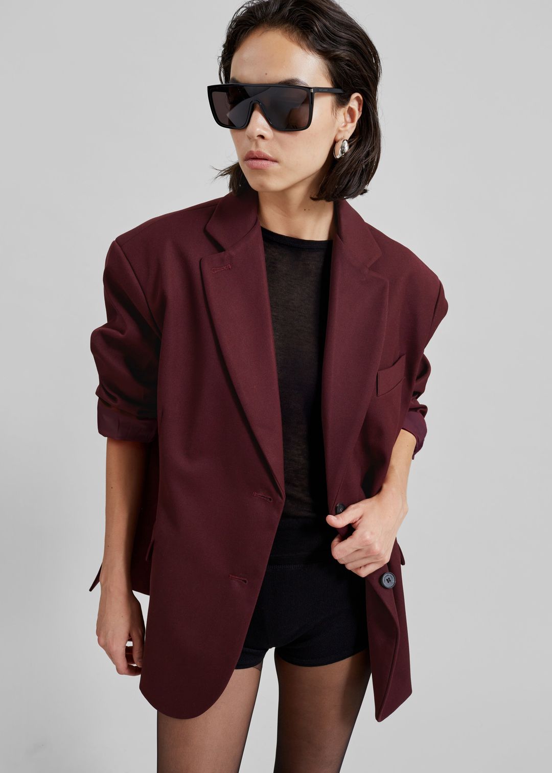 Frankie Oversized Boyfriend Blazer - Burgundy #3