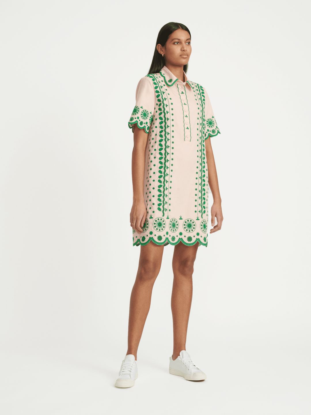 Dree Cotton Broderie-anglaise Shirt Dress in Blush Pink Apple #4