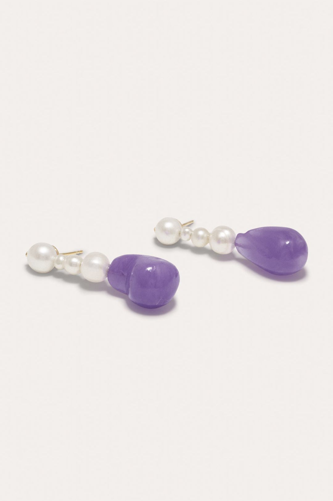 Pluck - Pearl and Lilac Bio Resin Gold Vermeil Earrings #3