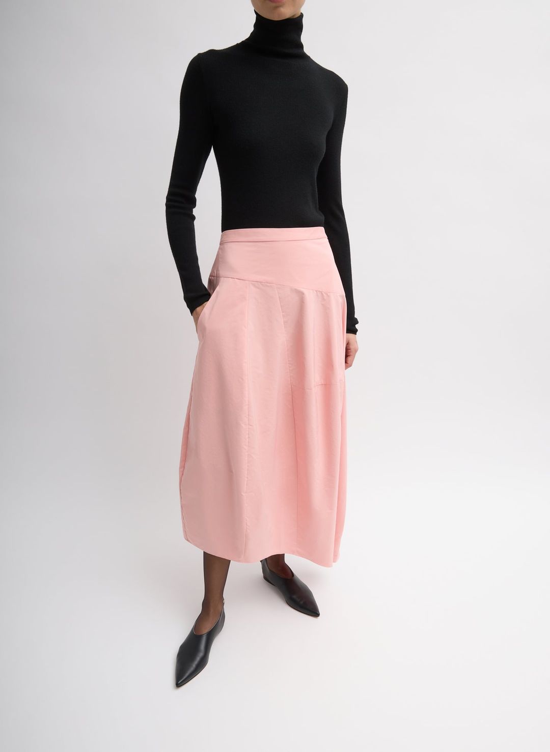 Nylon Asymmetrical Balloon Skirt