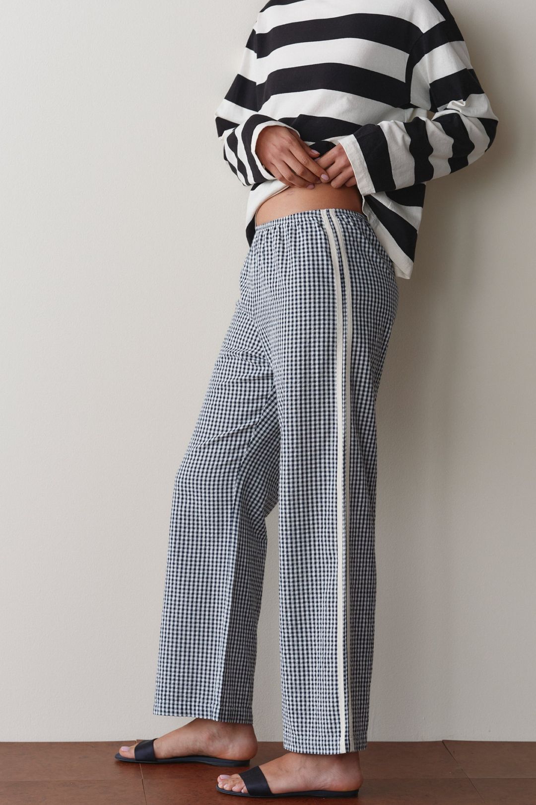 The Cotton Gingham Stripe Crop Pant #3