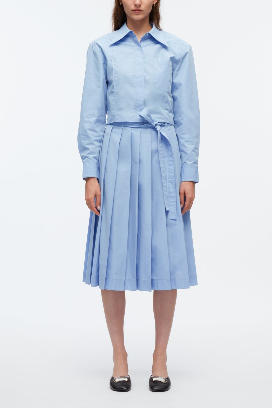Knife Pleat Belted Skirt