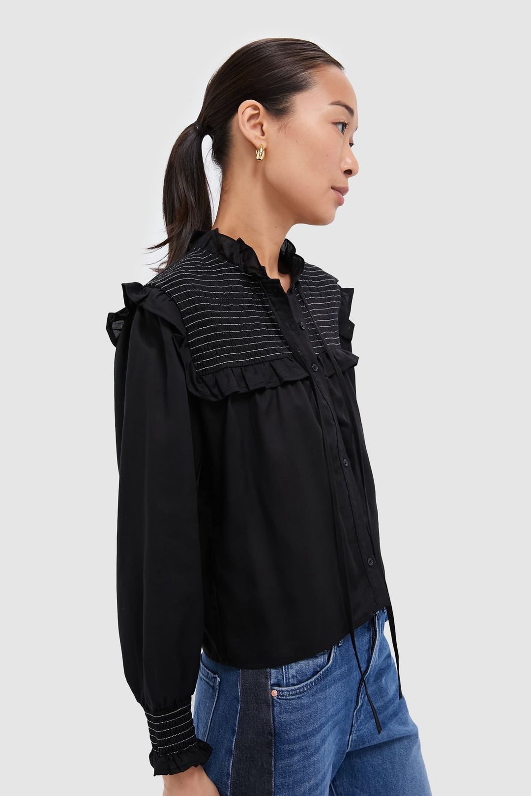 Black Long Sleeve Nicolette Shirt #3