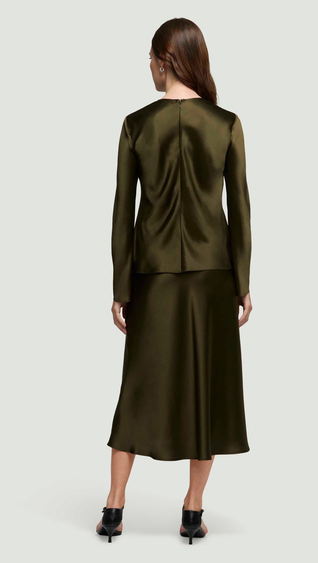 Longsleeve Bias Top in Silk Charmeuse | Basil #6