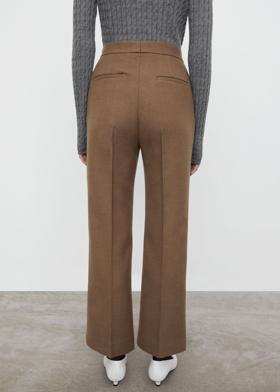 Cropped kick wool trousers hazel #4