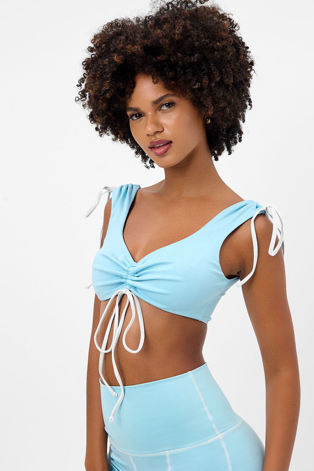Windy Ruched Crop Top - Baby Blue #3