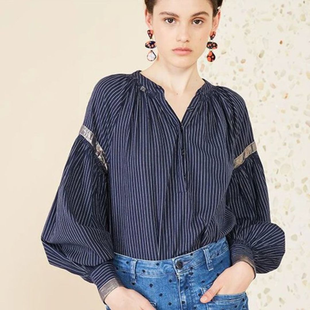 Ulla Johnson Kora Shimmer Lace Striped Blouse