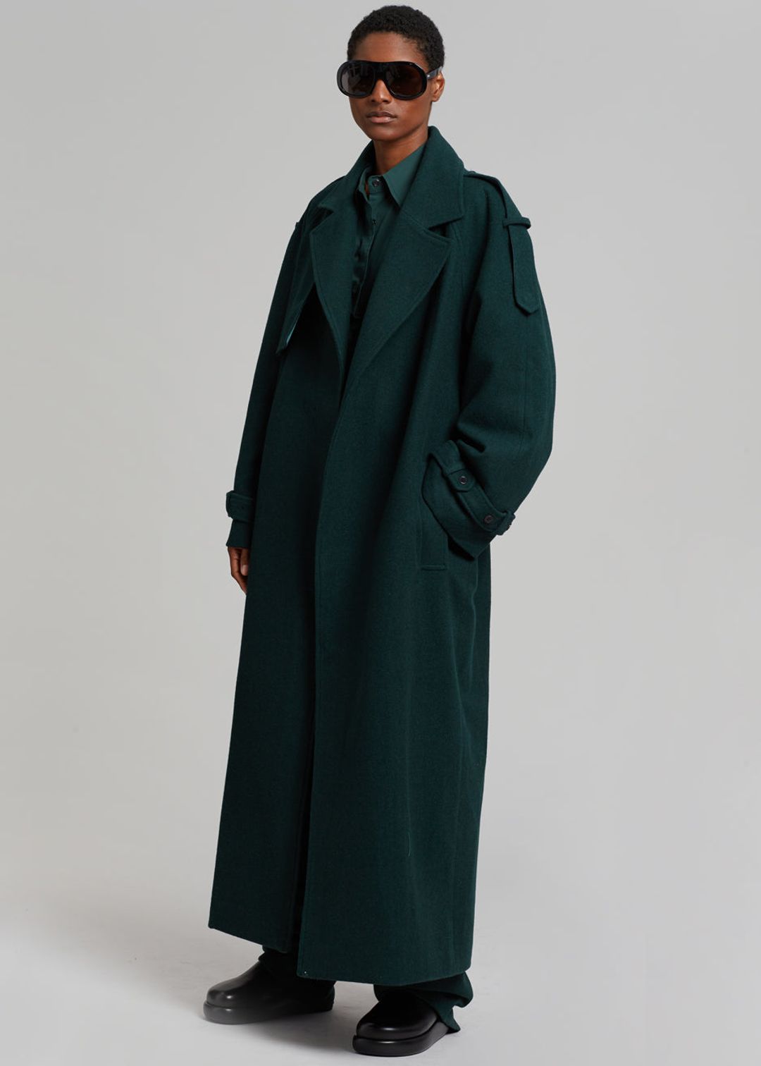Suzanne Wool Trench Coat - Bottle Green #5