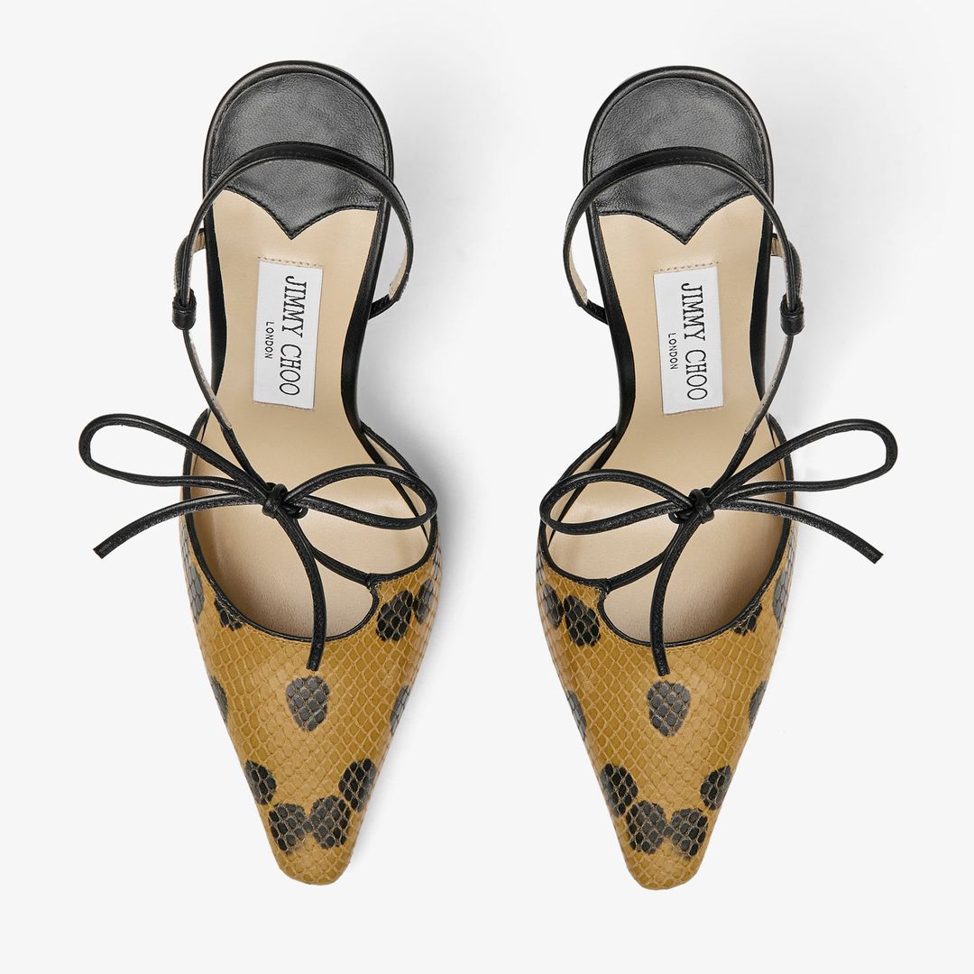 Spotted Elaphe-Printed Leather Sandal with Knot Detail #5
