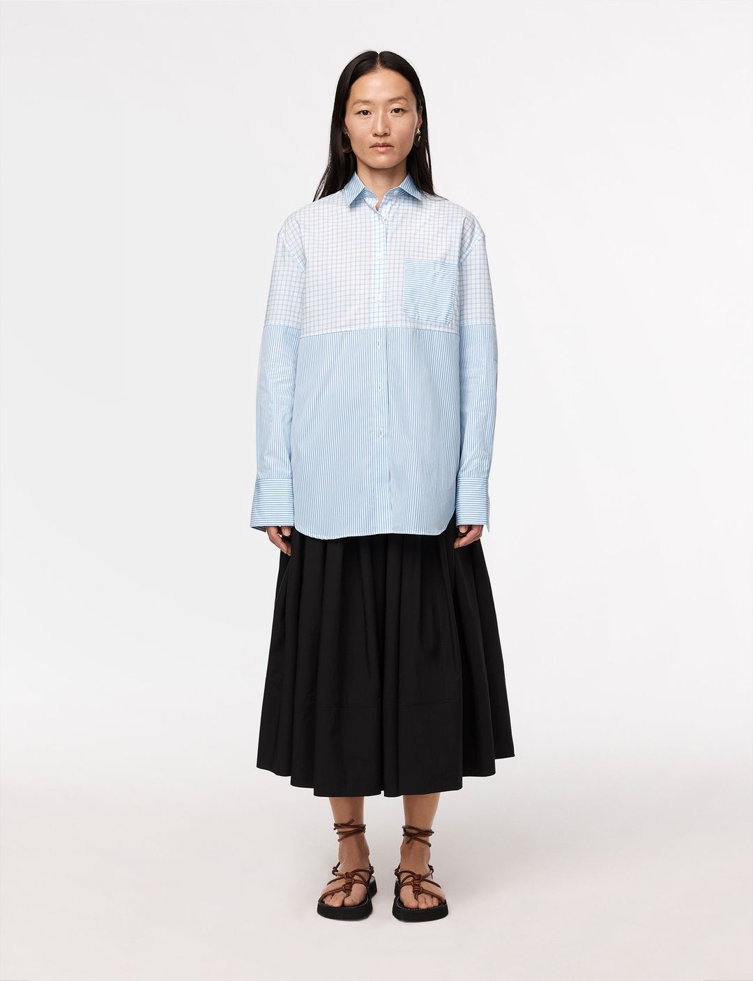 Pattern Oversized Men's Shirt | White/Blue