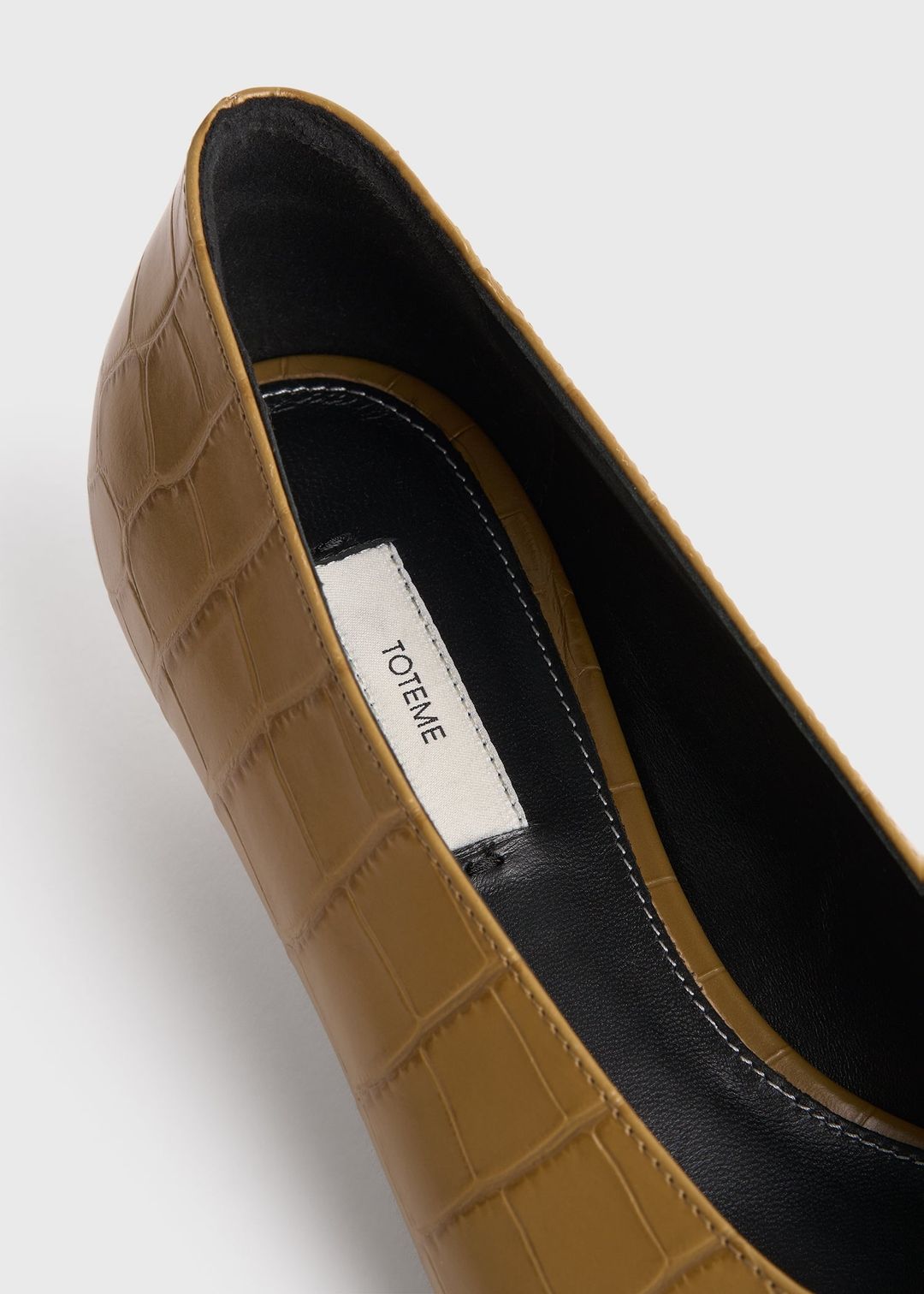 Sharp croco-embossed kitten pumps biscuit #5