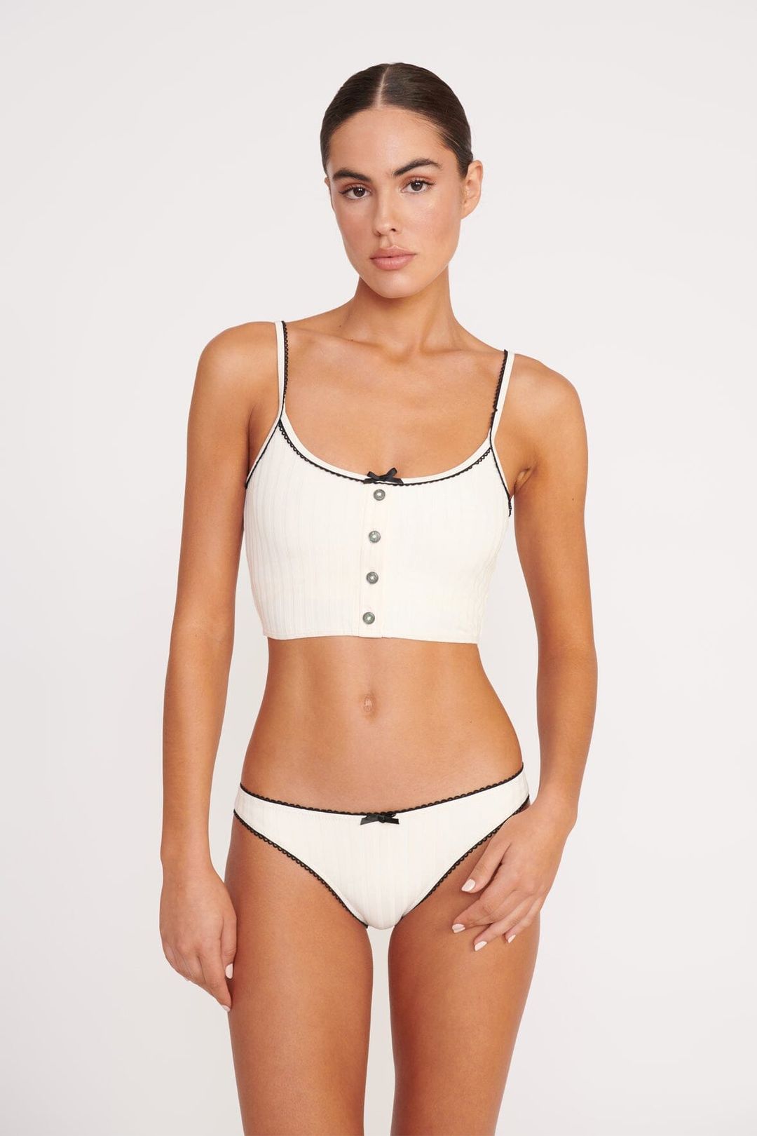 ABBY SWIM TOP | IVORY BLACK