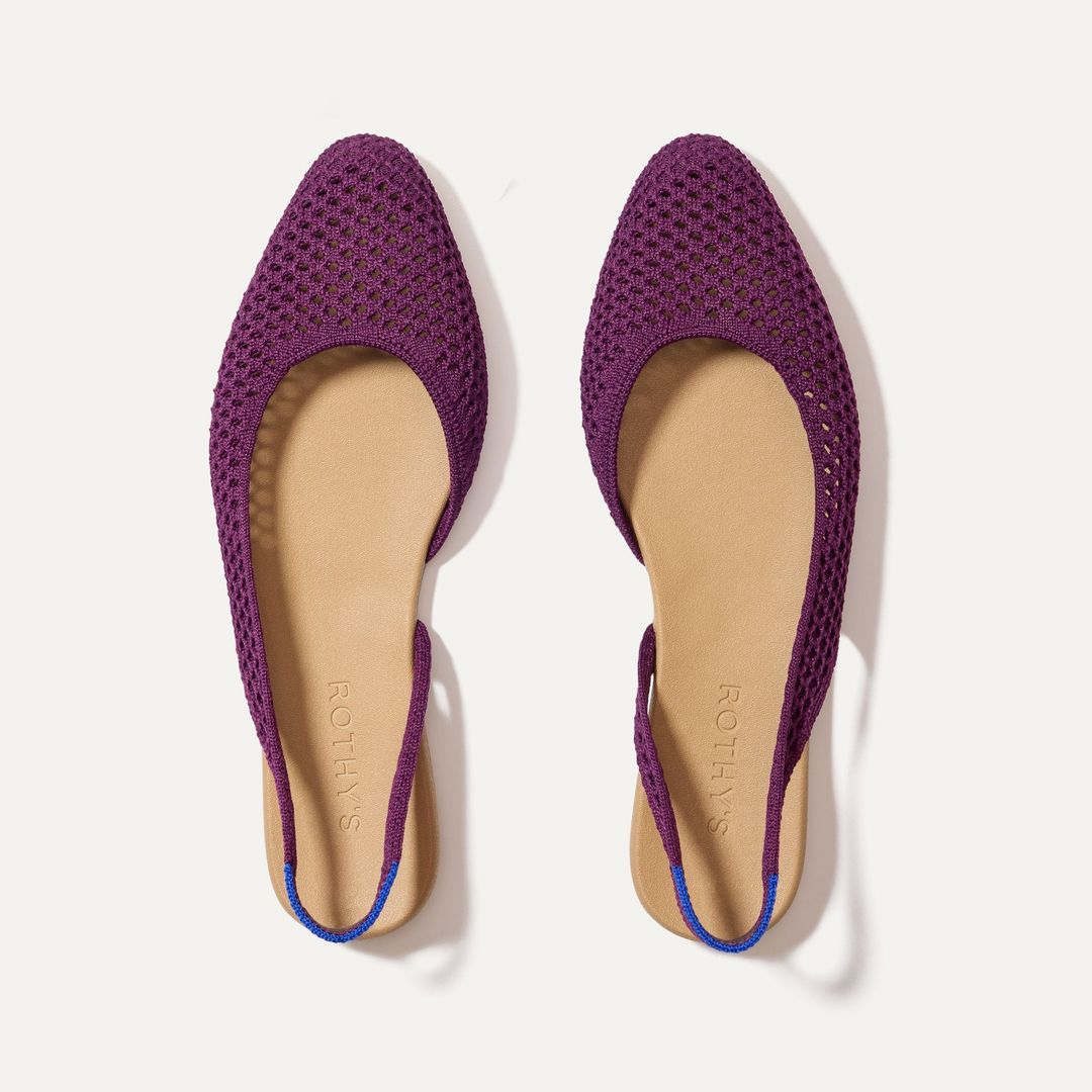 The Almond Slingback - Plum Mesh