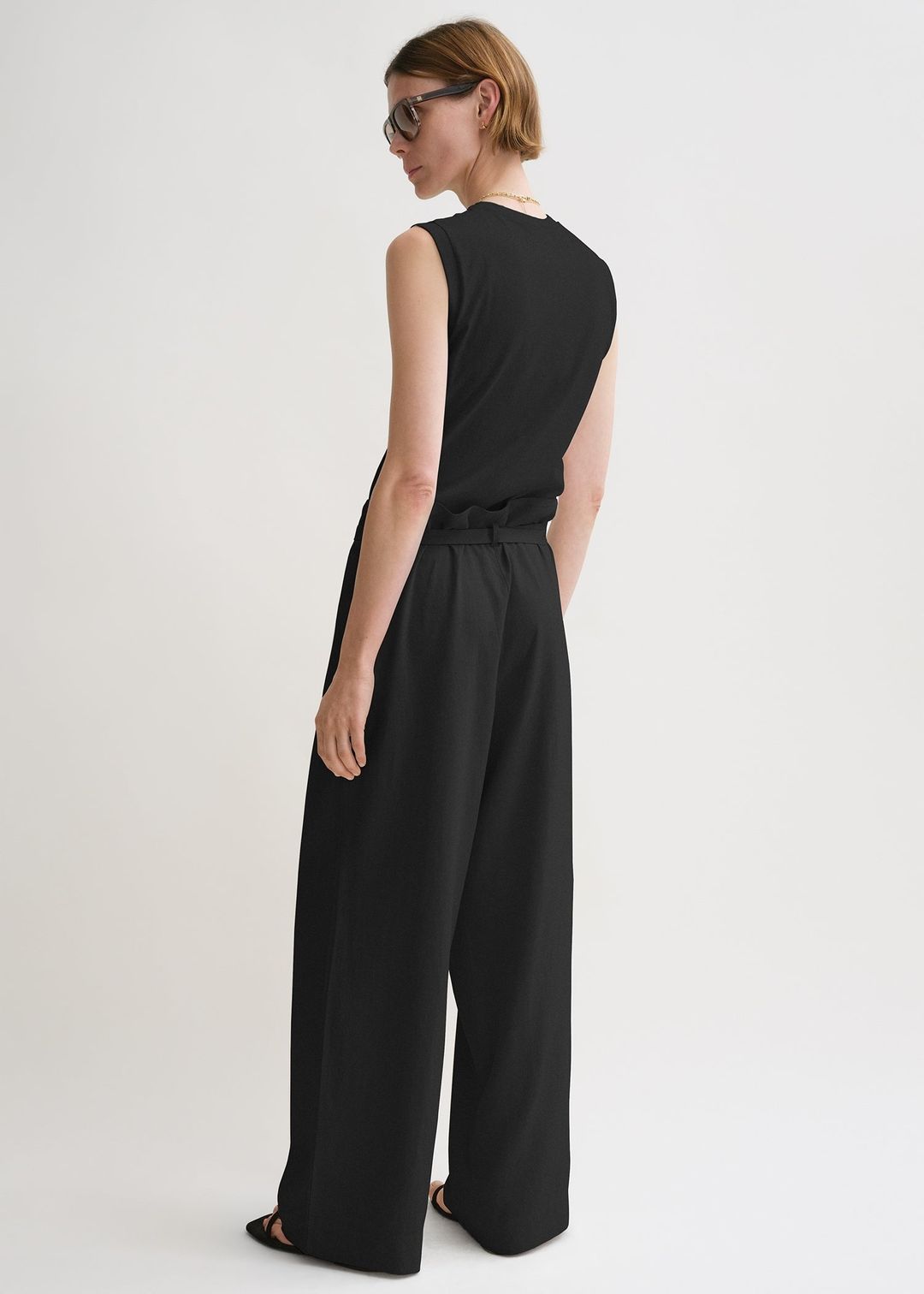 Fluid tie-waist trousers black #3