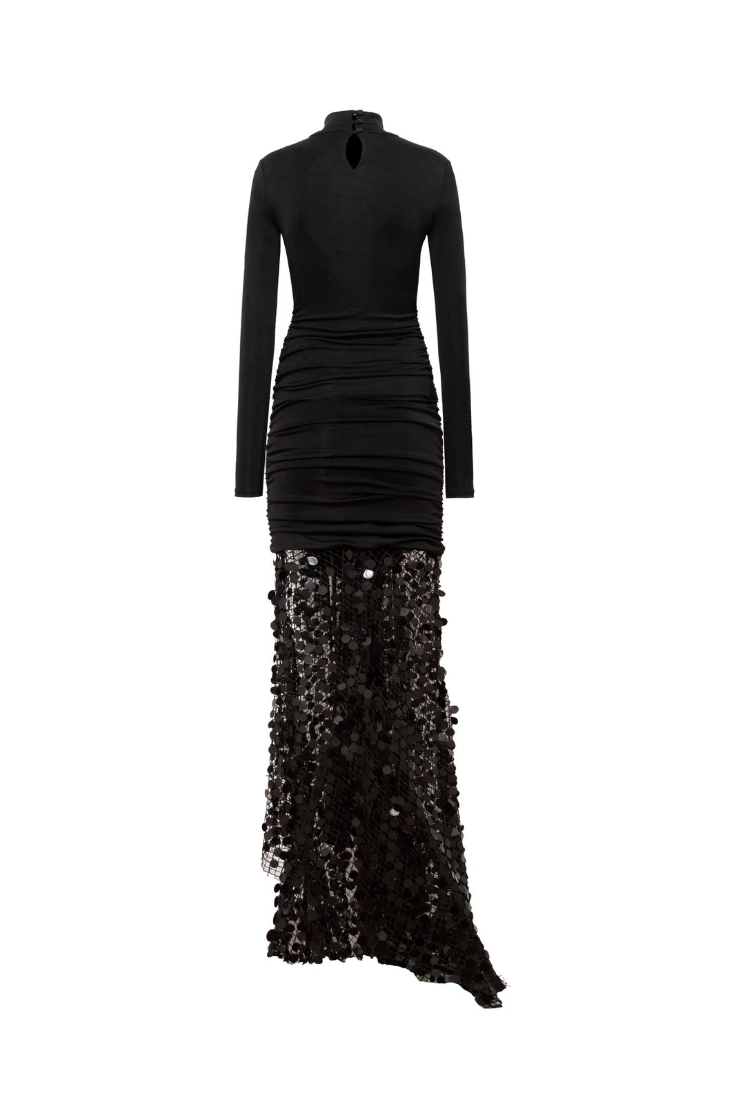 BERN - Tie-front mock neck sequined maxi dress #5