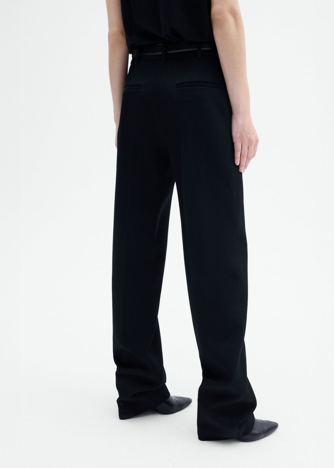 Tailored Straight Pant in Virgin Wool - Black #3