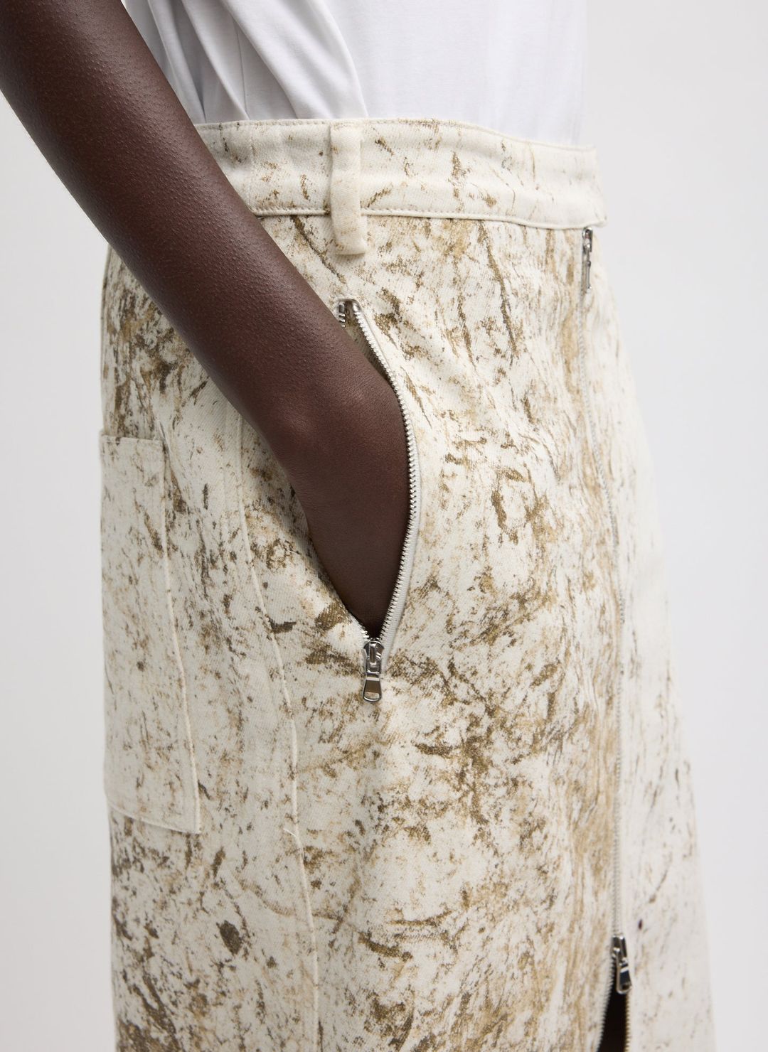 Calcimin Denim Midi Trouser Zip Skirt #8