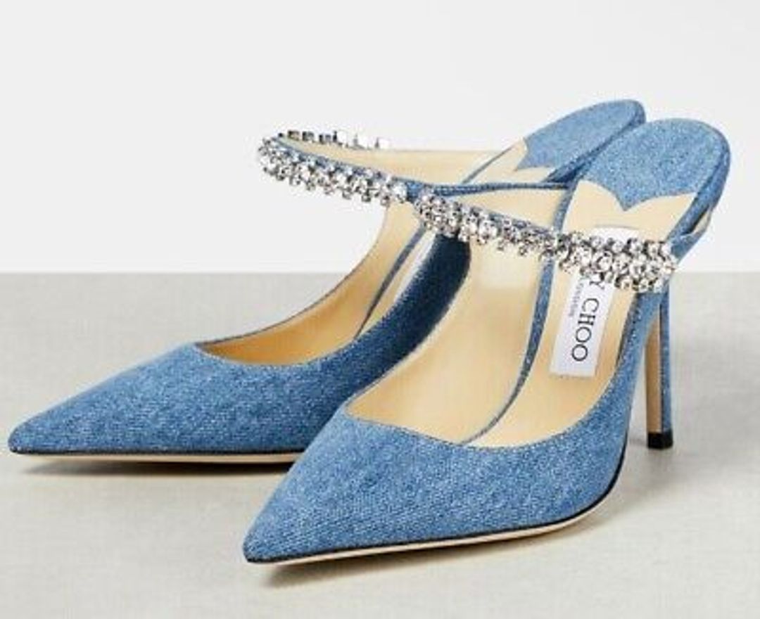 Bing 100 Embellished Denim Mules
