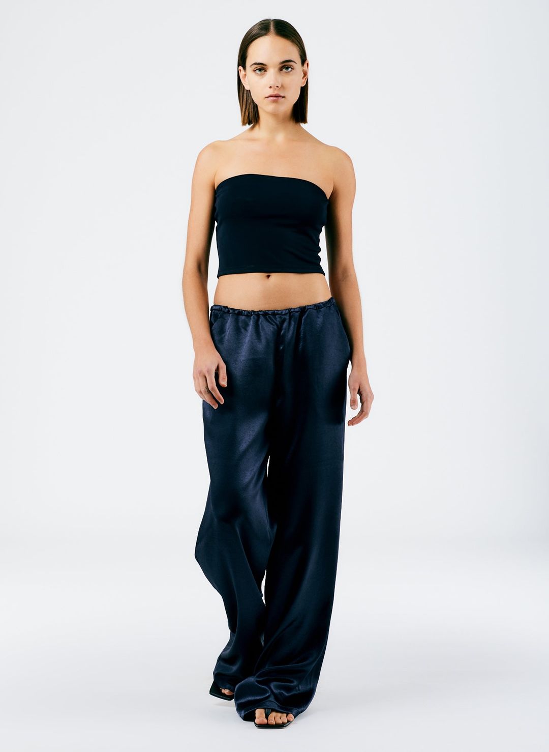 Summer Satin Wide Leg Pull On Pant