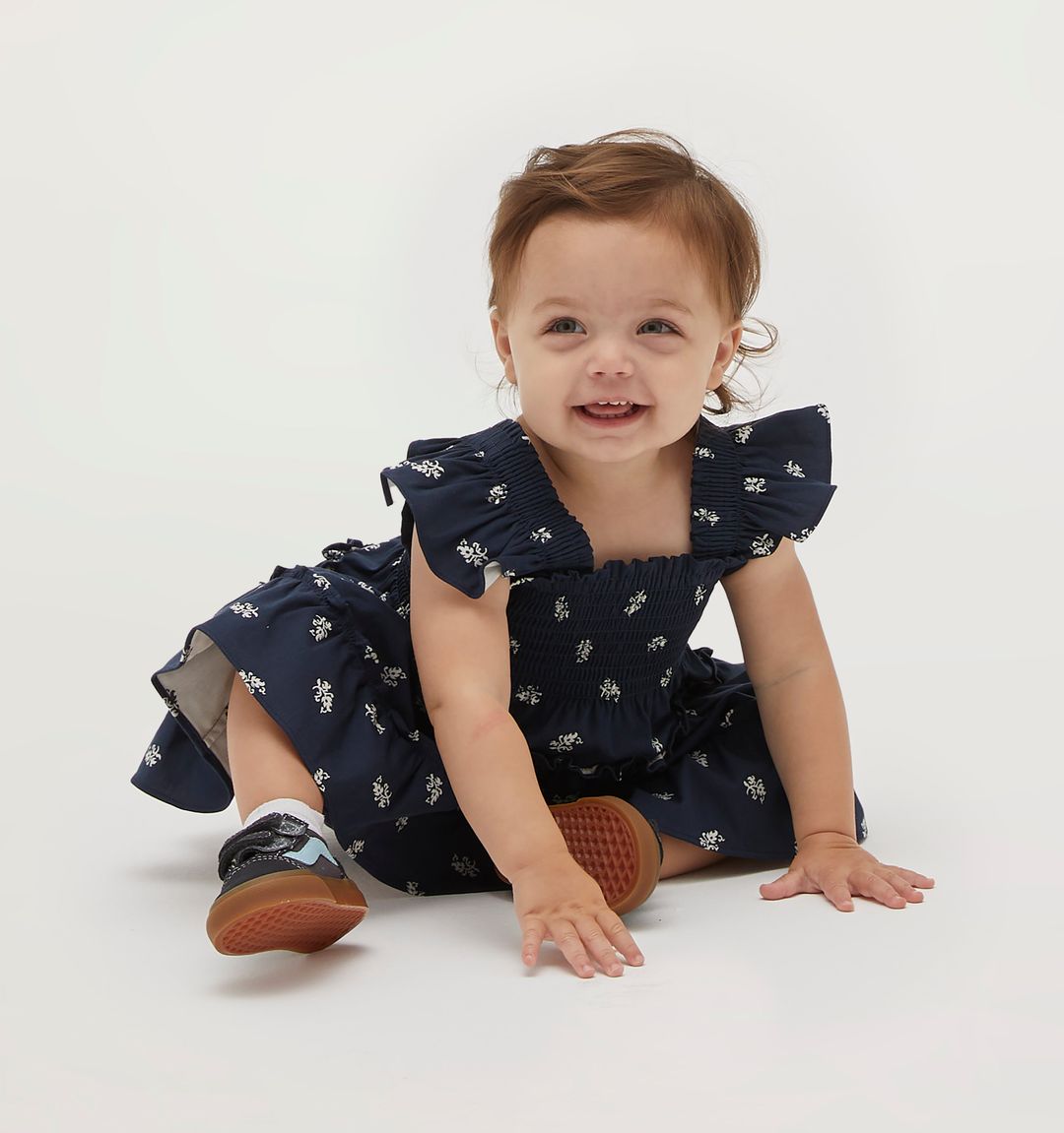 The Baby Ellie Nap Dress - Navy Autumn Paisley