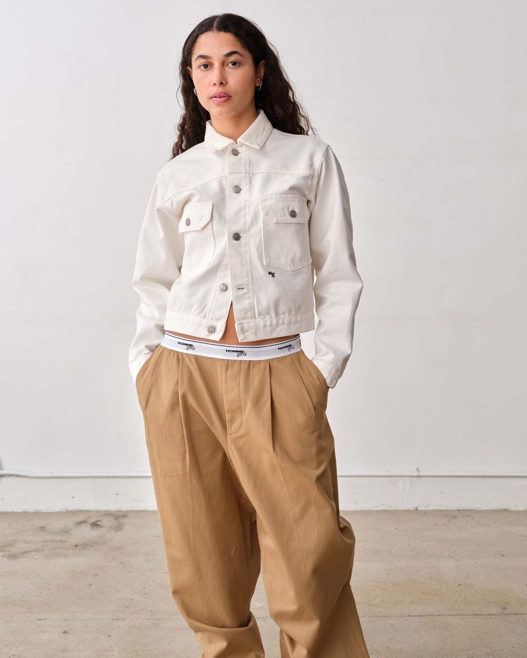 Washed Canvas Work-Wear Jacket in White