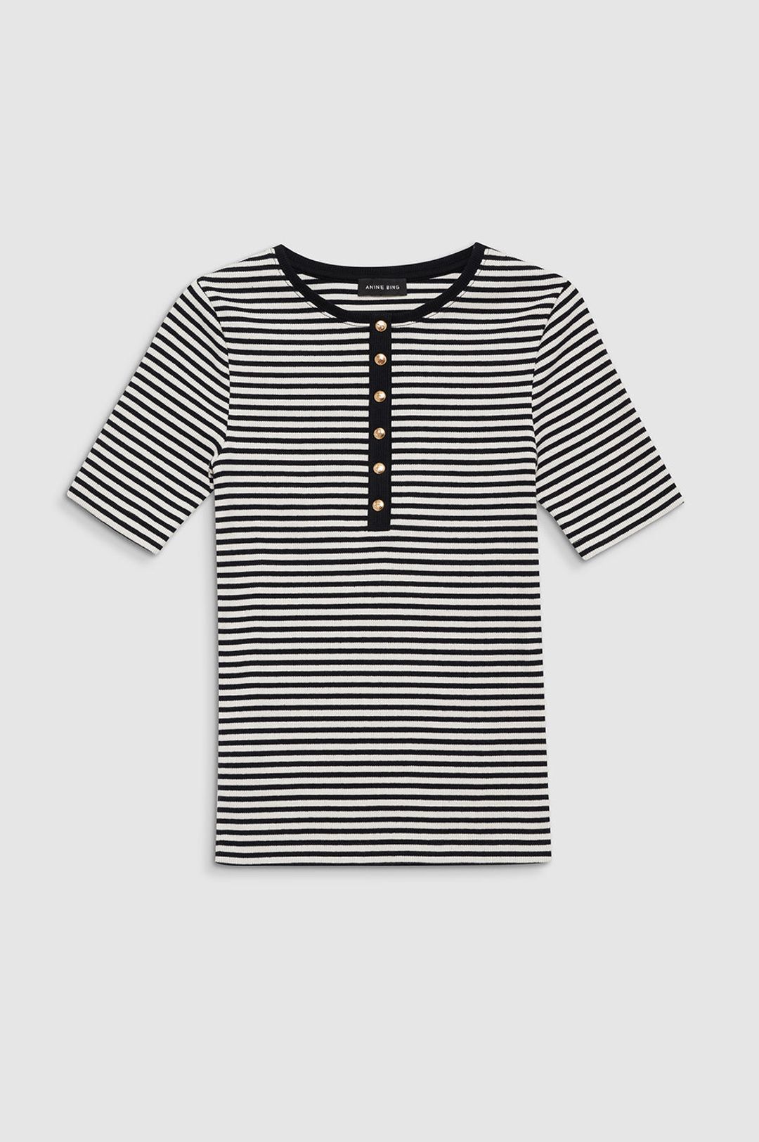 Alessia Tee - Cream And Black Stripe #3
