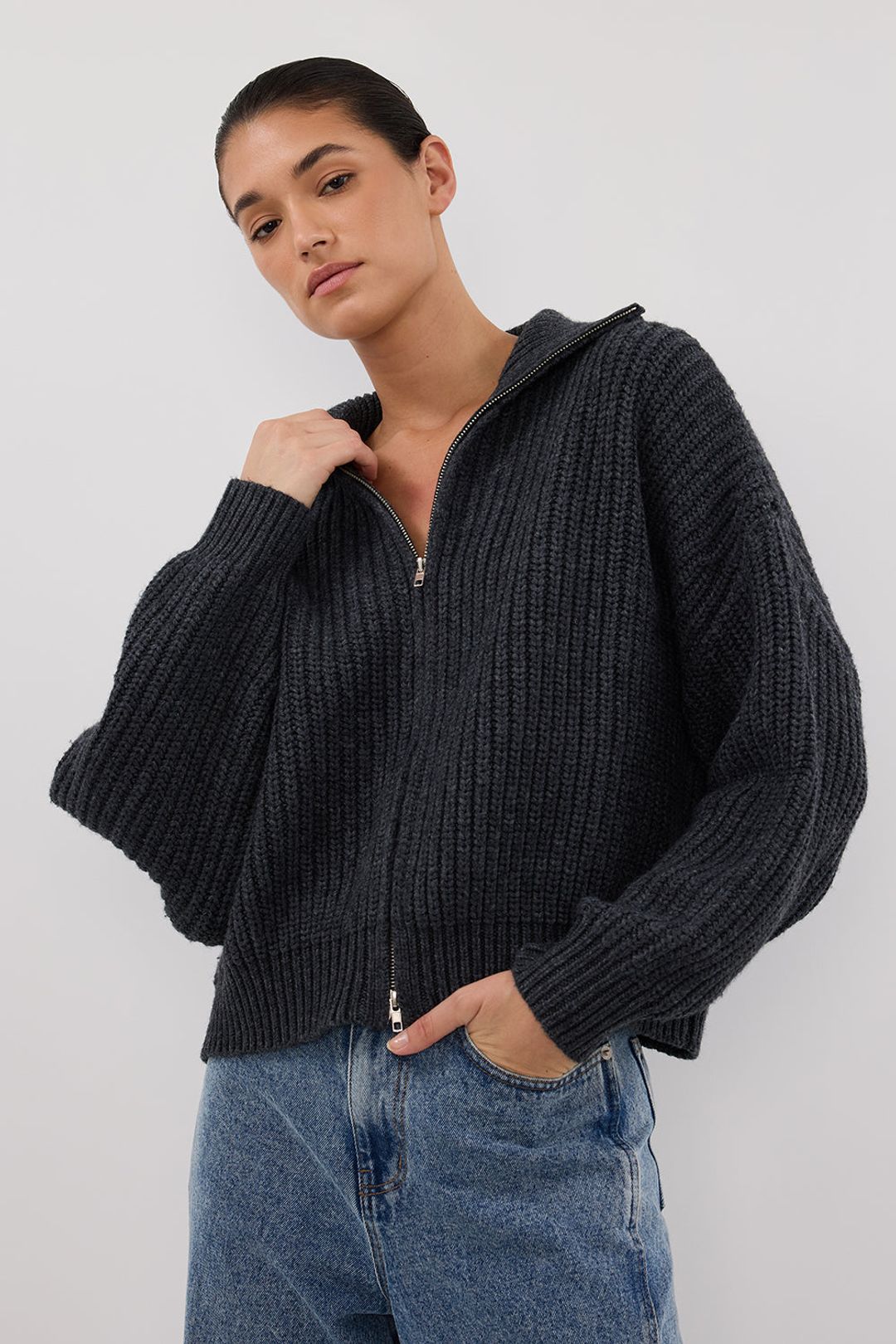ISSY CHARCOAL WOOL BLEND JUMPER