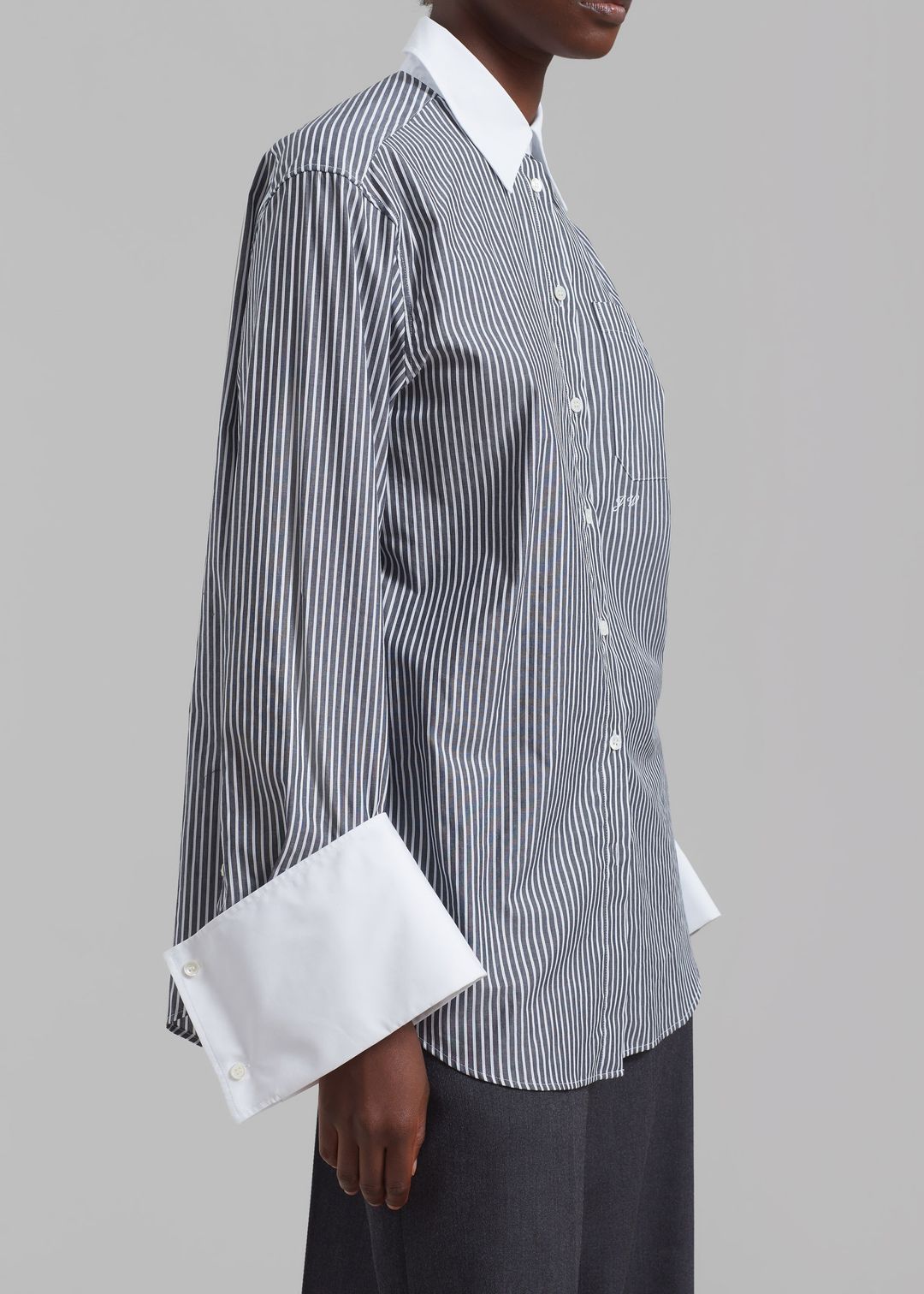 JW Anderson Oversized Cuff Shirt - Charcoal/White #3