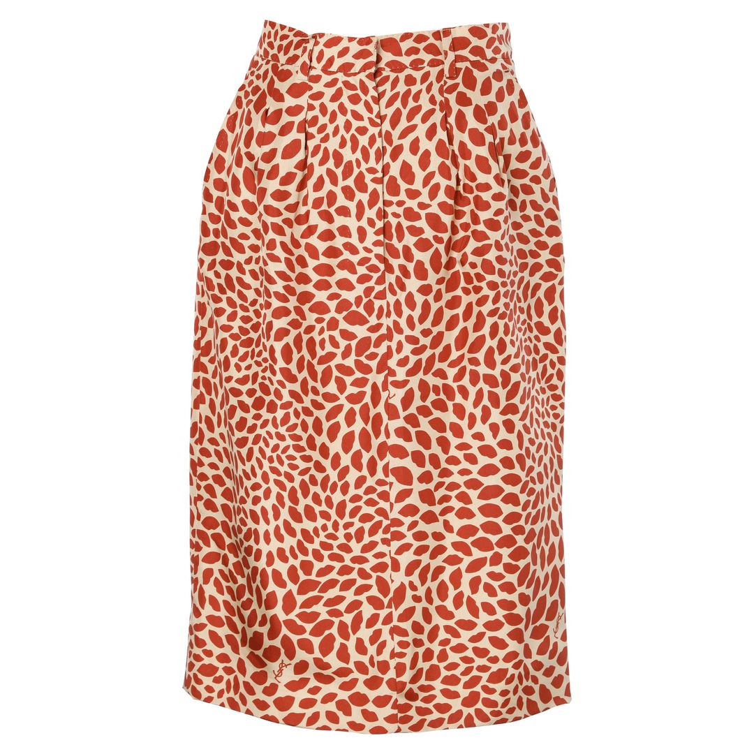 Silk skirt "mouth" print Yves Saint Laurent Rive Gauche