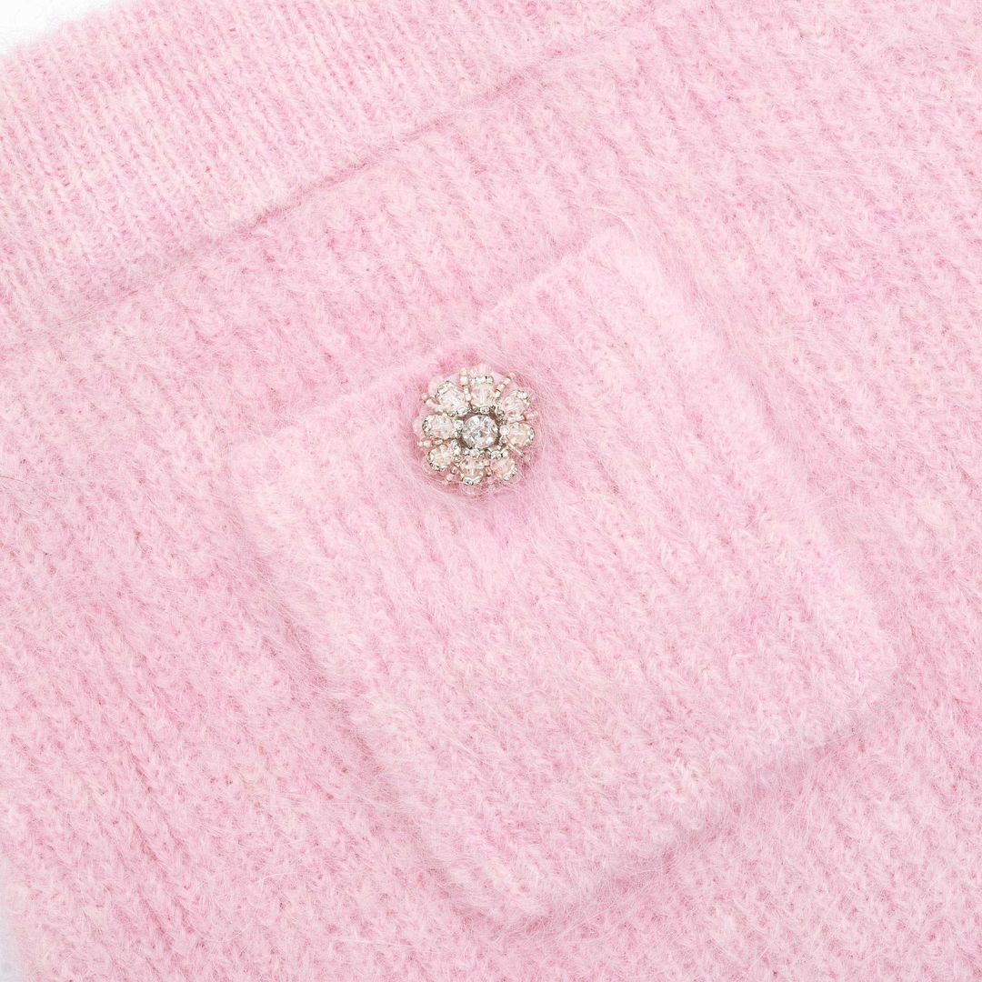 Pink Fluffy Rib Knit Mini Skirt #5