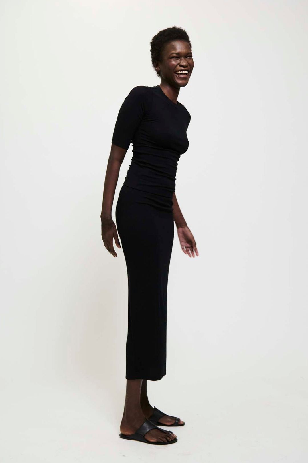 The Rib Pencil Skirt in Black