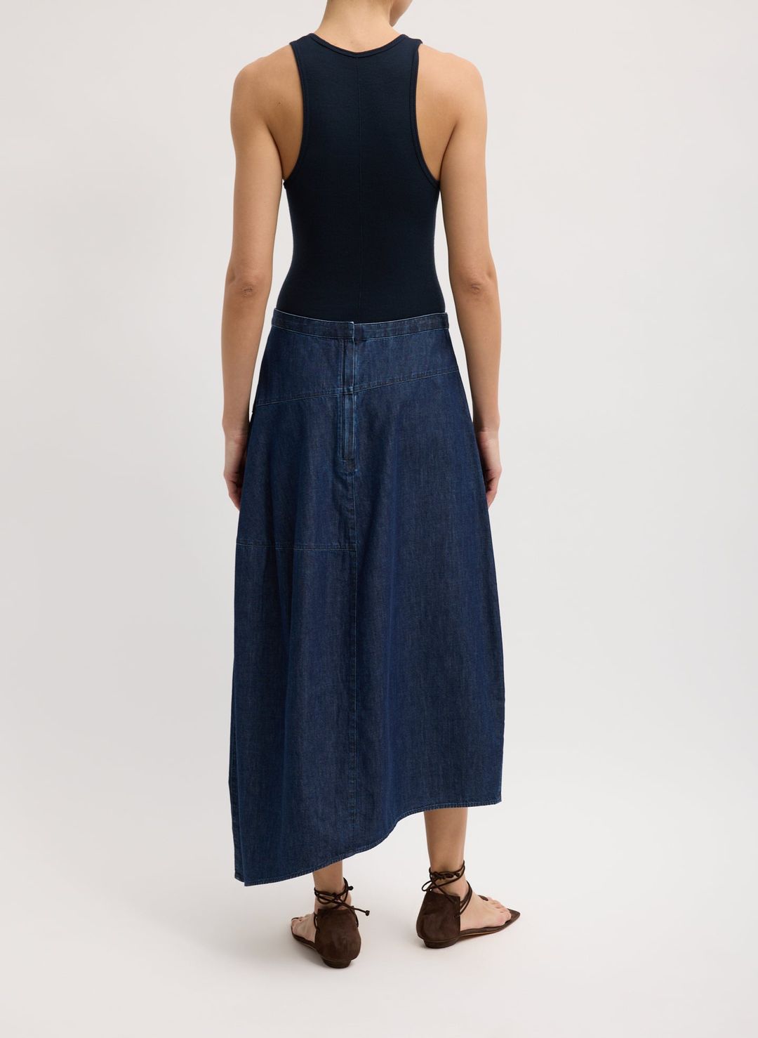Light Weight Indigo Denim Asymmetrical Balloon Skirt #3
