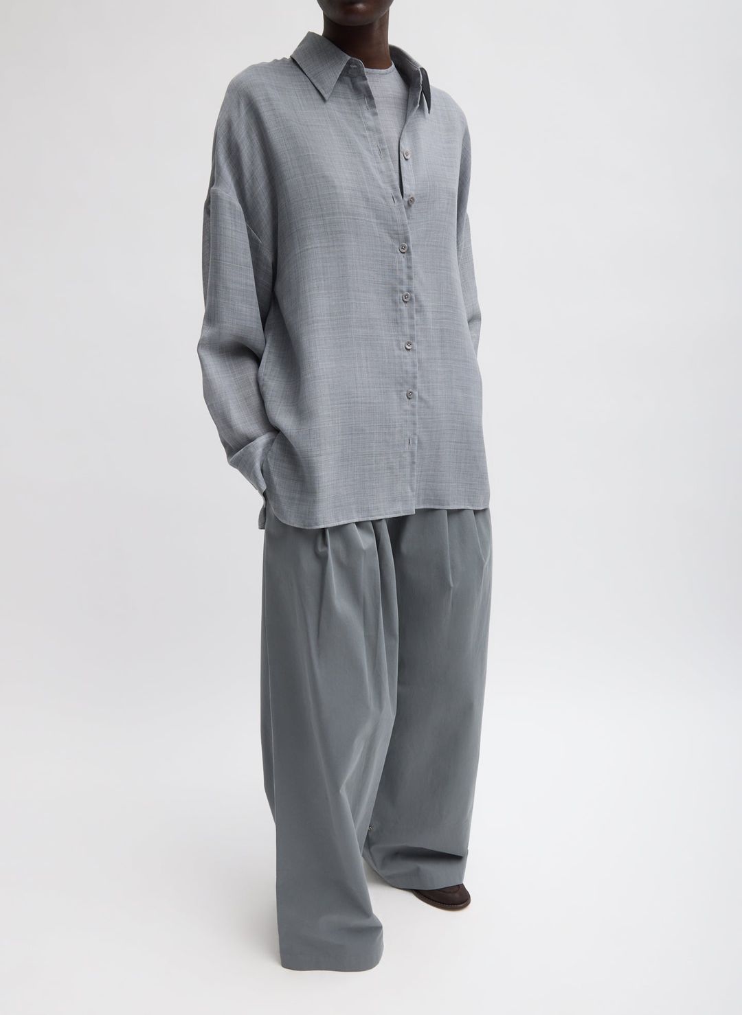 Sheer Wool Gauze Oversized Shirt