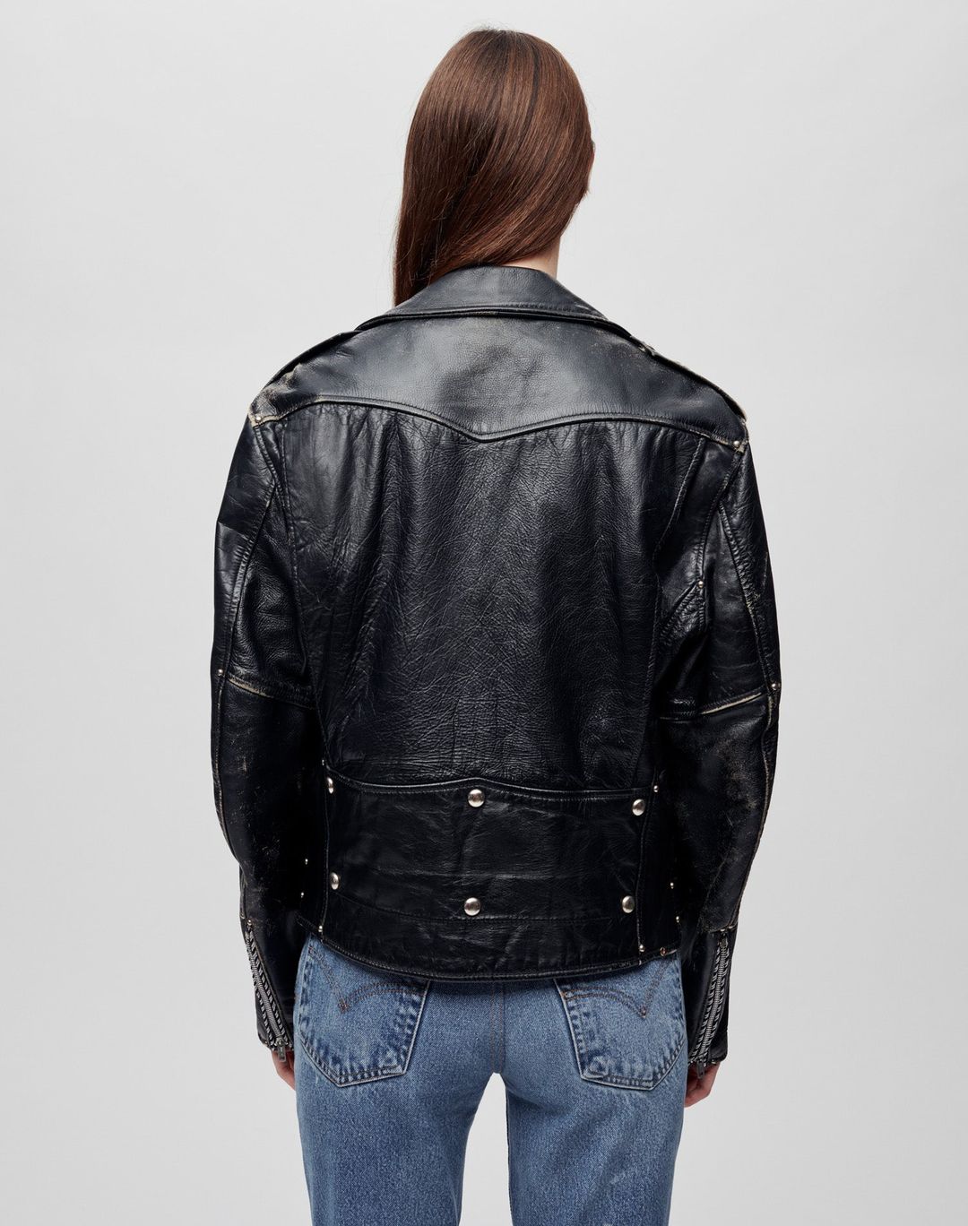 Upcycled Leather Biker Jacket - Black Cheetah #5