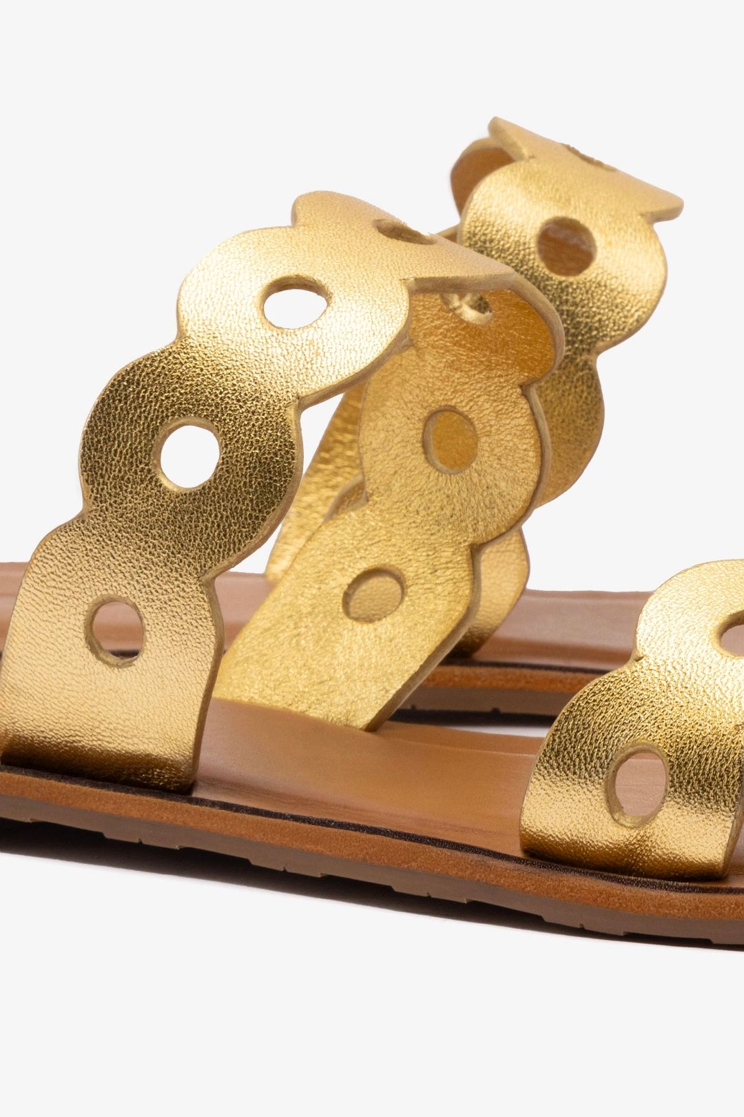 Florence Flat Mule In Gold Metallic Leather #4