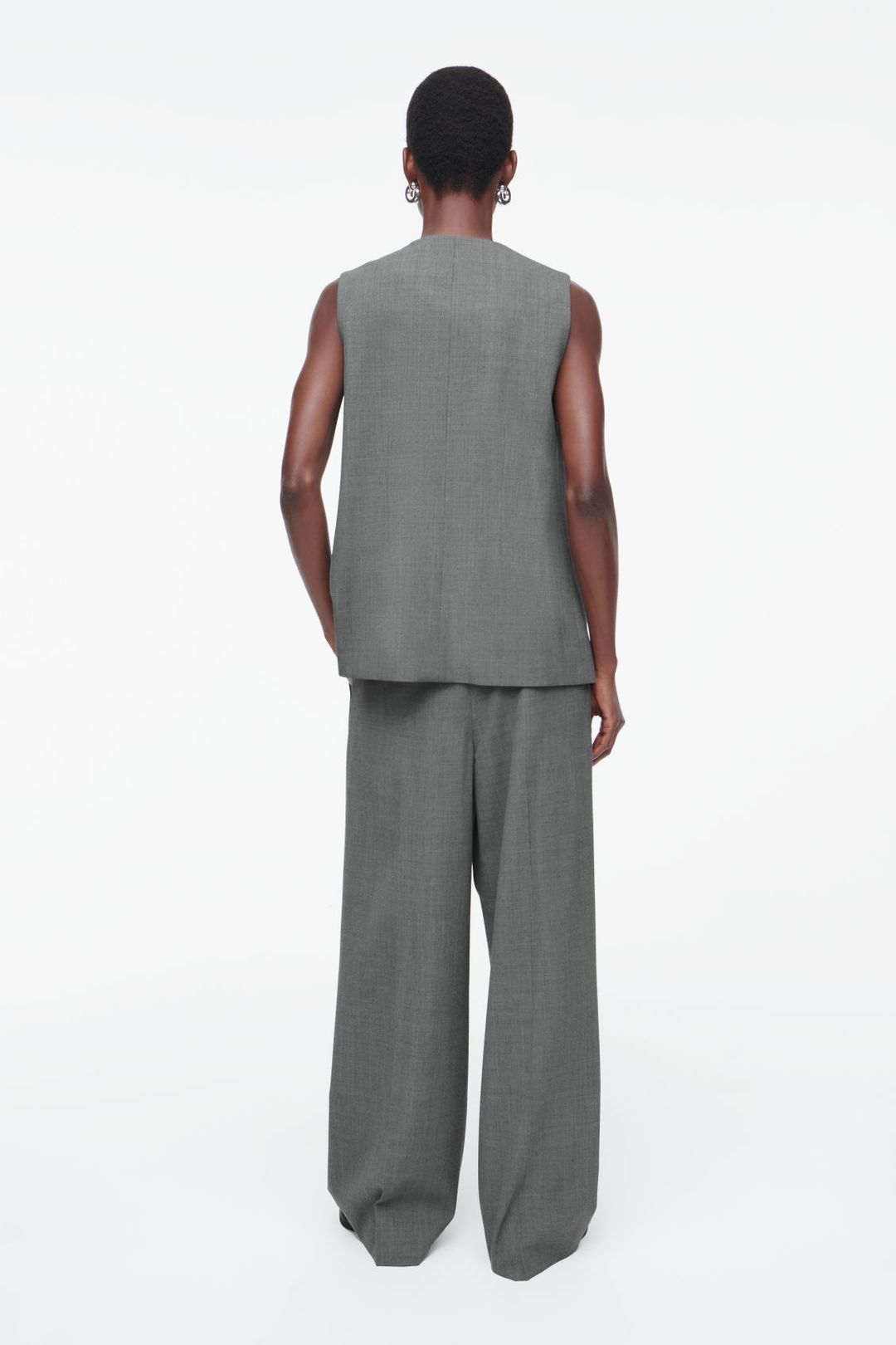 LONGLINE TAILORED TWILL VEST #5