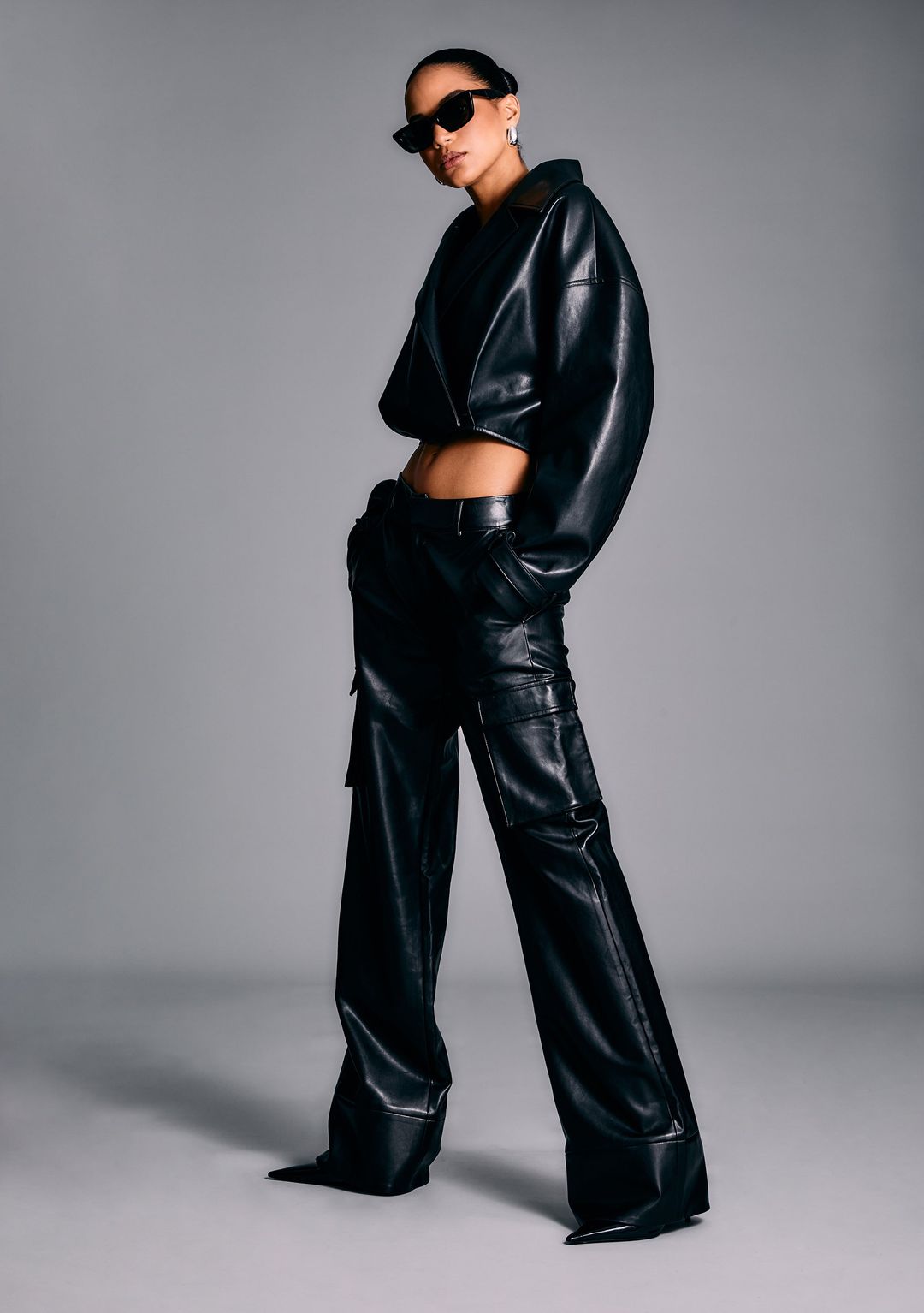 Fifer Vegan Leather Mid Rise Cargo Pant #6