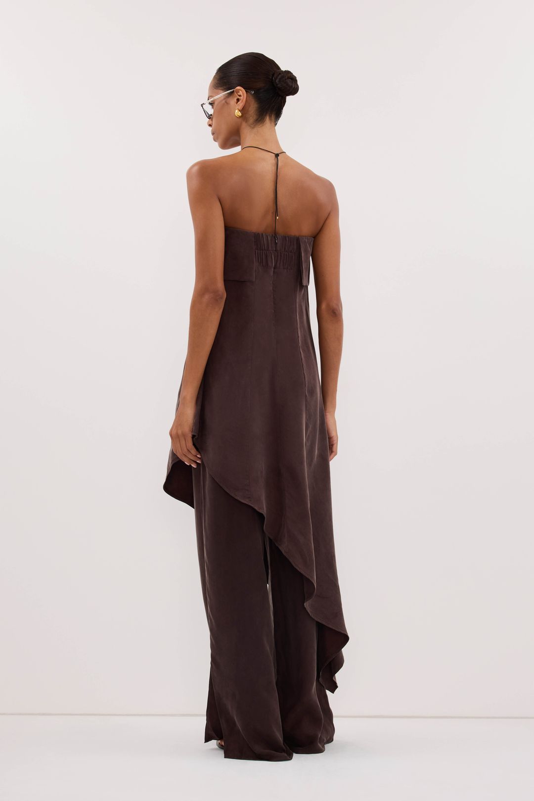XENA PLUM CHOC CUPRO SIDE SPLIT PANT #3