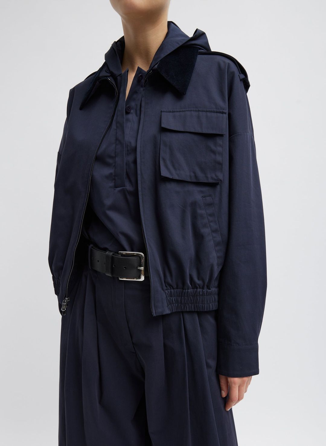 Bio Twill Bomber Jacket With Removable Corduroy Collar