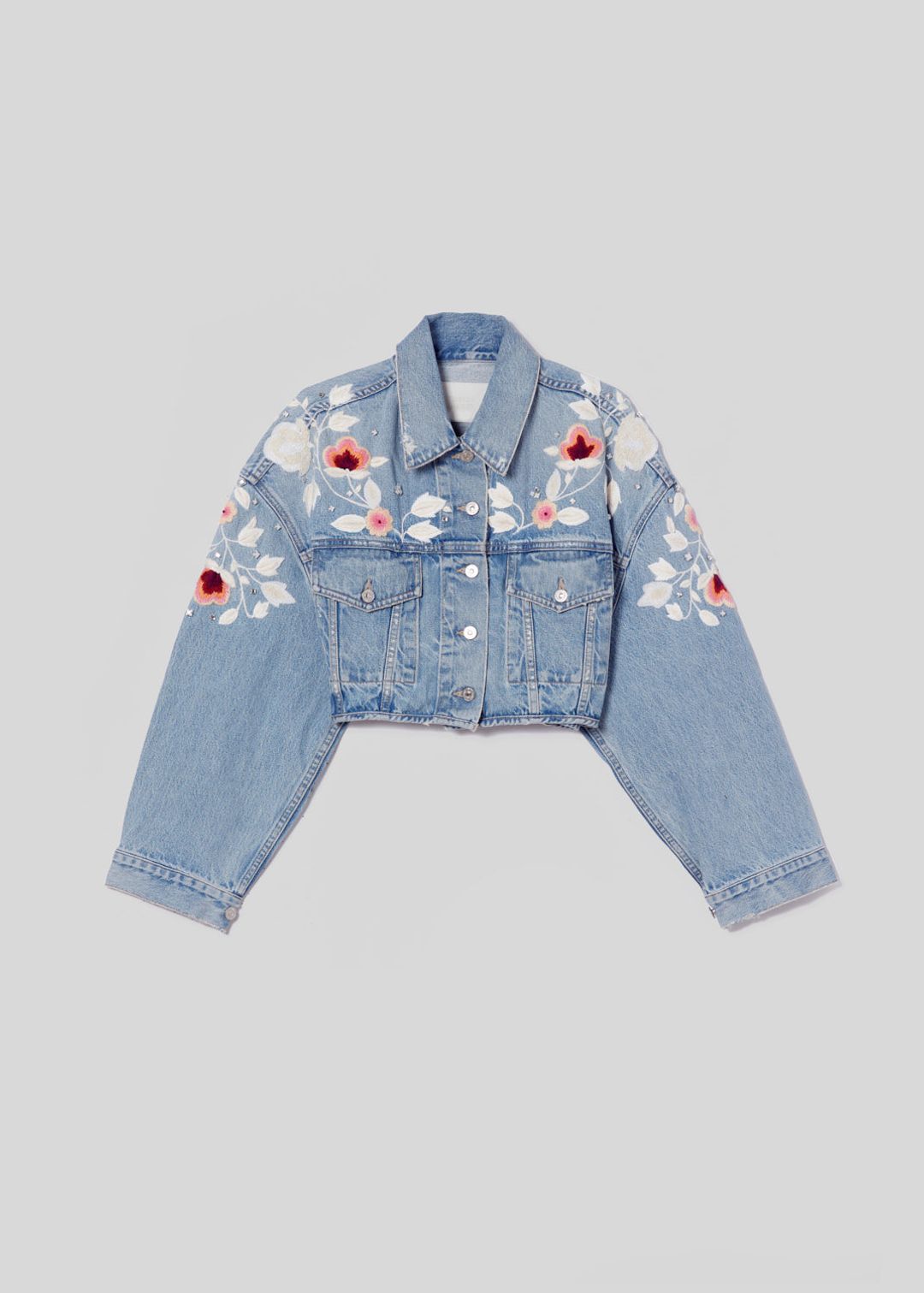 Lena Embroidered Cropped Jacket in Tulip #7