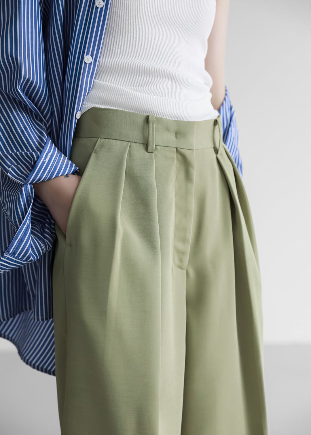 Port Pleated Pants - Sage #5