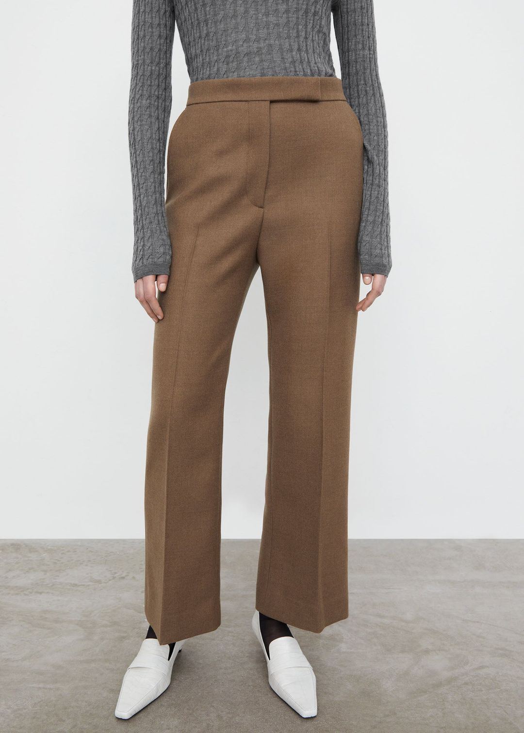 Cropped kick wool trousers hazel #3