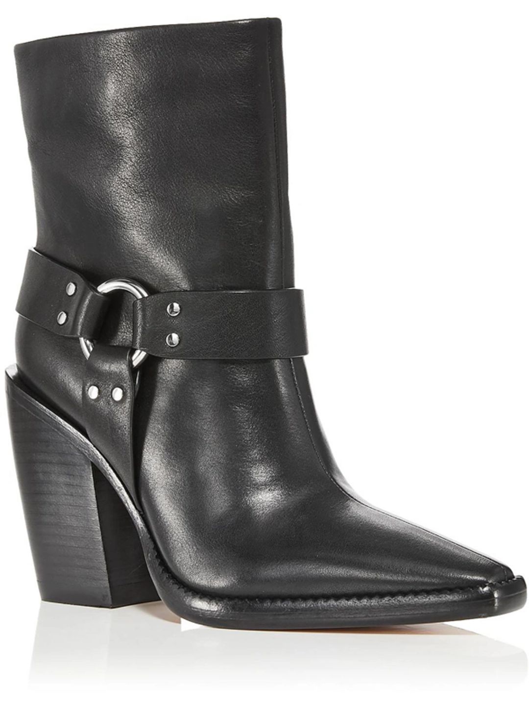 Rio Western Womens Leather Pointed Toe Ankle Boots In Black