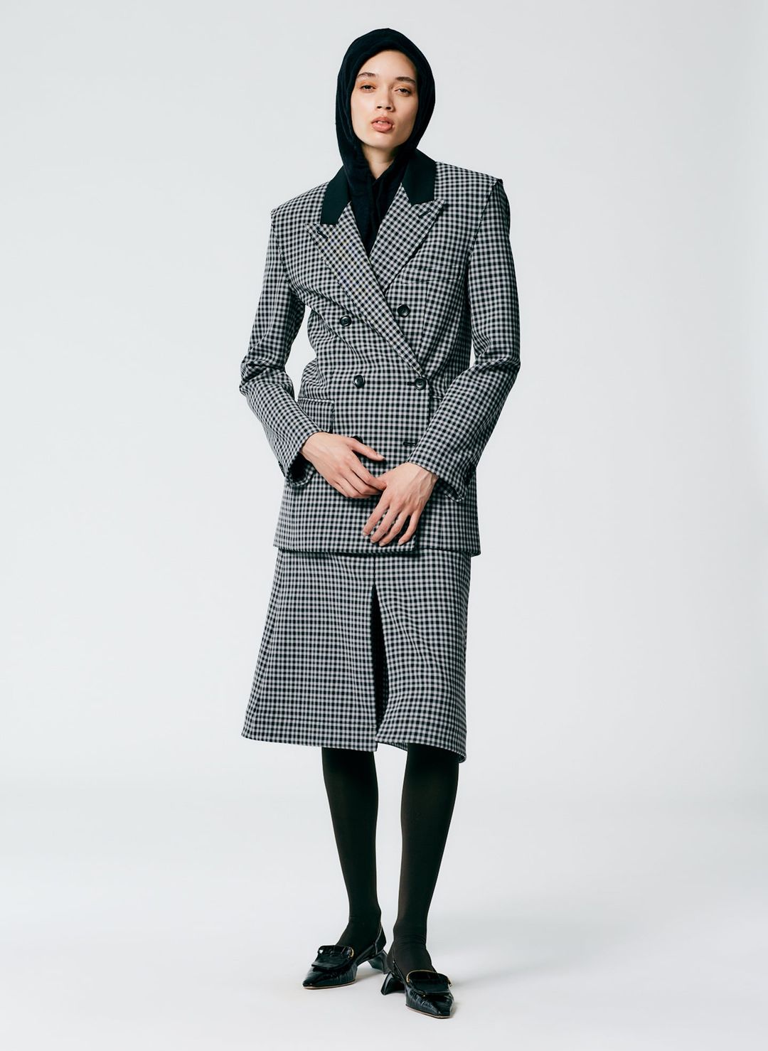 Double Faced Menswear Check Double Breasted Blazer #6